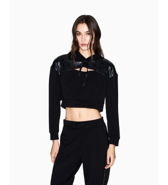 A|X Armani Exchange para mujer. XW000996AF16111UC001 Sudadera corta con corte negro (M), Casual, Poliamida, Manga larga