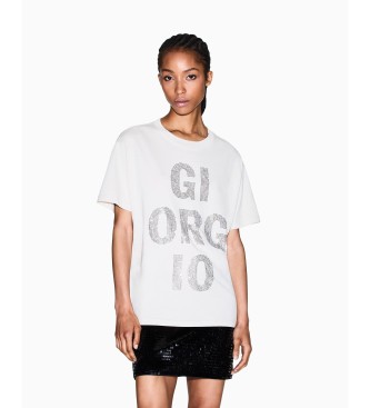 A|X Armani Exchange para mujer. XW001354AF17172U1094 Camiseta Regular Logo blanco (S), Casual, Algodón, Manga corta