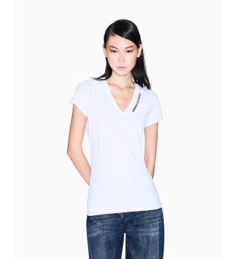 Armani Exchange para mujer. XW001355AF16294M0189 Camiseta Entallada con Logo blanco (XS), Casual, Algodón, Manga corta
