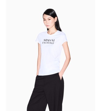 Armani Exchange para mujer. XW001357AF10356U0002 Camiseta Logo blanco (XL), Casual, Algodón, Manga corta
