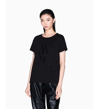 Armani Exchange para mujer. XW001373AF10356UC001 Camiseta Telax negro (XS), Casual, Algodón, Manga corta