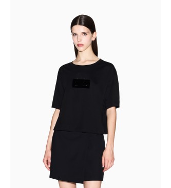 A|X Armani Exchange para mujer. XW001385AF10356UC001 Camiseta Corta negro (L), Casual, Algodón, Manga corta