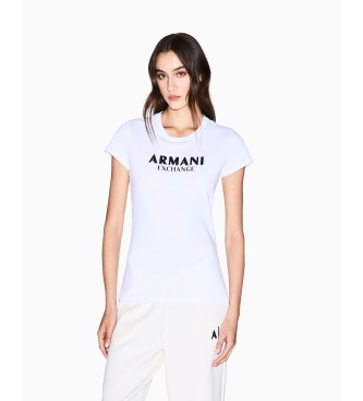 A|X Armani Exchange para mujer. XW001388AF10356U0002 Camiseta Letras blanco (XS), Casual, Algodón, Manga corta