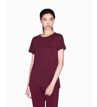 Armani Exchange para mujer. XW001459AF10356UA343 Camiseta Logo Brillante burdeos (S), Casual, Algodón, Manga corta
