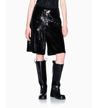 Armani Exchange para mujer. XW001773AF16152MC117 Pantalón corto Sparkle negro (L), Casual, Fiesta, Poliéster