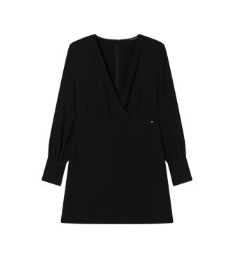 A|X Armani Exchange para mujer. XW002205AF16125UC001 Vestido Regular V negro (6), Casual, Poliéster, Manga larga
