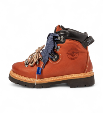 Artunisex. 1003011MH603_006 Leren enkellaarsjes 0030 Air Alpine oranje (36), Leer, Bruin, Plat, Veters, Casual