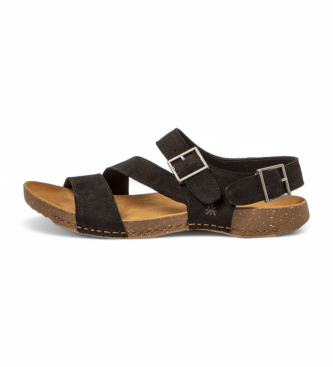Art unisex. 109997010003_001 Sandalias de piel 0999 I Breathe negro (45), Plano, Hebilla, Casual