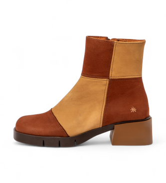 Art för kvinnor. 1128511F9003_0MU Ankelkängor i läder 1285 Warsaw Brun, beige (39), Hud, 3 till 5 cm, Zip, Casual