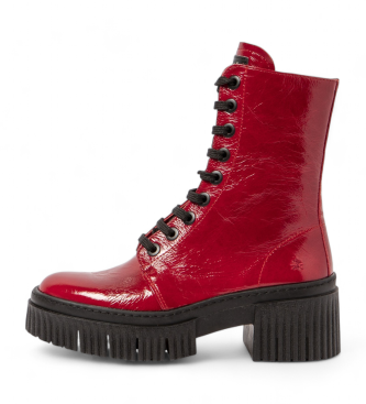 Art para mujer. 113751108003_008 Botines de piel 1375 rojo (40), Plano, 3 a 5cm, Cordones, Cremallera, Casual