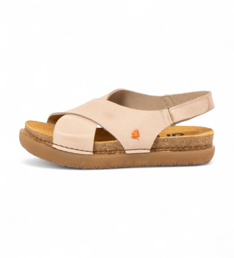Art för kvinnor. 11710S2ZZ003_020 Lädersandaler 1710S Rhodos beige (42), Hud, Karta, 1 till 3 cm, Kardborreband, Casual