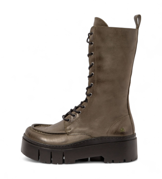 Art für Damen. 117681222003_0G3 Lederstiefel 1768 Leeds dunkelgrün (38), 3 bis 5 cm, Reißverschluss, Lässig