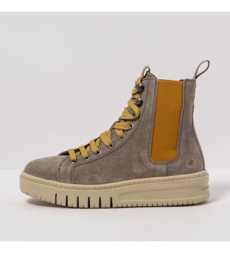 Botines de piel taupe (46), Plano, 1 a 3cm, Cordones, Casual, Gris, Art outlet 2024.