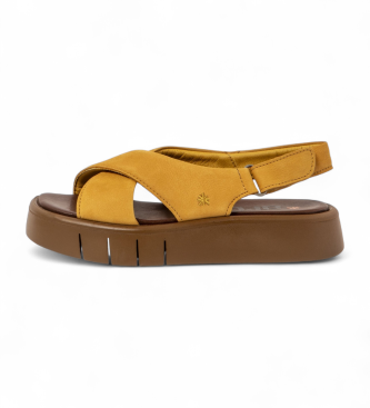 Art para mujer. 1185512F5003_024 Sandalias de piel 1855 Málaga amarillo (40), 1 a 3cm, Velcro, Casual