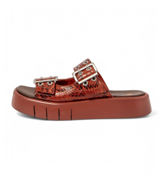 Art für Damen. 118581288003_006 Ledersandalen 1858 Malaga Fliese orange (37), 3 bis 5 cm, Schnalle, Lässig