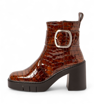 Artvoor vrouwen. 1197912OL003_023 Leren enkellaars 1979 Berna bruin (36), Leer, 5 tot 8 cm, Ritssluiting, Casual