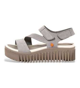 Art para mujer. 115733150003_0B0 Sandalias de Piel 1573 Brighton azul grisáceo (39), 3 a 5cm, Velcro, Casual