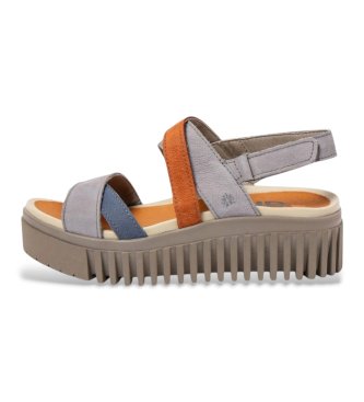 Art för kvinnor. 1167611GX003_0MU Läder Sandaler 1676 Brighton multicolor (37), Hud, 3 till 5 cm, Kardborreband, Casual, Flerfärgad