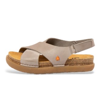 Art para mujer. 11710S2EW003_039 Sandalias de Piel 1710S Rhodes gris (40), 3 a 5cm, Velcro, Casual