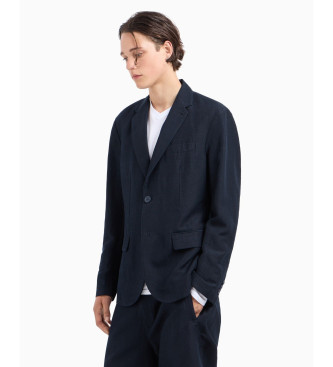 A|X Armani Exchange para hombre. 8NZG15ZNFNZ1583 Americana Sencilla marino (42), Casual, Lino, Clásico