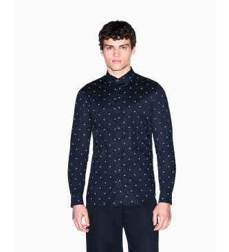 A|X Armani Exchange para hombre. XM000625AF13184FB434 Camisa Monogram marino (L), Casual, Algodón, Manga larga