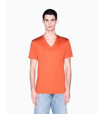 A|X Armani Exchange para hombre. 8NZT75ZJA5ZU3040 Camiseta Escote V (XS), Casual, Naranja, Algodón, Manga corta