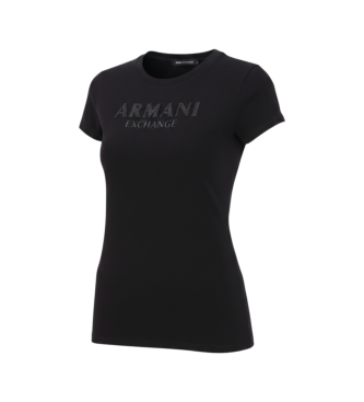 A|X Armani Exchange para mujer. XW002106AF10356UC001 Camiseta logotipo negro (L), Casual, Algodón, Manga corta