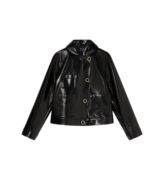 A|X Armani Exchange para mujer. XW001811AF18859UC001 Chaqueta Ranglán (L), Negro, Casual, Viscosa