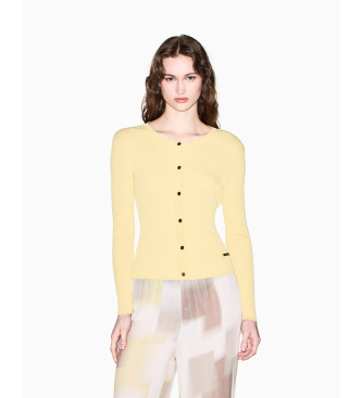A|X Armani Exchange para mujer. XW001899AF10352U2149 Cárdigan Front amarillo (S), Casual, Clásico, Viscosa