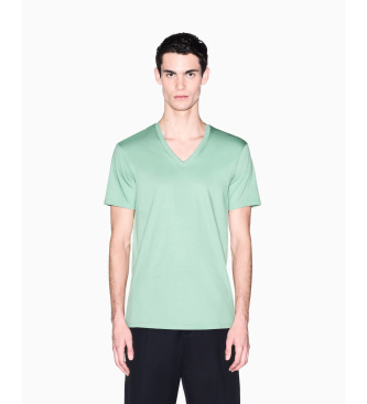 A|X Armani Exchange para hombre. 8NZT75ZJA5ZU7209 Camiseta Escote V verde (L), Casual, Algodón, Manga corta