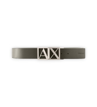 Para hombre. XM002664AF22854M8327 Cinturón de piel lisa con hebilla con logo marrón (OSFA), Casual