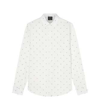A|X Armani Exchange para hombre. XM000625AF13184F0198 Camisa Monogram AX Cross Logo blanco (XXL), Casual, Algodón, Manga larga