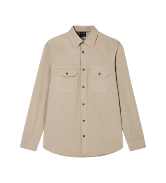 A|X Armani Exchange para hombre. XM002191AF21226U6107 Camisa Regular Fit beige (L), Casual, Algodón, Manga corta