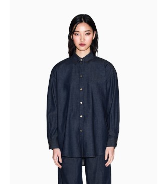 A|X Armani Exchange para mujer. XW002258AF21337MB001 Camisa Relax marino (L), Casual, Algodón, Manga larga