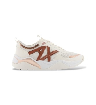 A|X Armani Exchange para mujer. XW002230AF21432MZ431 Zapatillas Big Logo blanco (37), Ecopiel, Azul, 3 a 5cm, Cordones, Casual