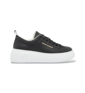 A|X Armani Exchange Zapatillas de piel lisa con suela gruesa y logo en relieve negro