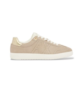 A|X Armani Exchange para mujer. XW002791AF23058MZ285 Zapatillas de Piel Elegant beige (35), Plano, Cordones, Casual, Ante
