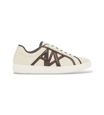 A|X Armani Exchange para mujer. XW002851AF22752MZ732 Zapatillas Big Logo blanco (36M=36.5), Plano, Cordones, Casual
