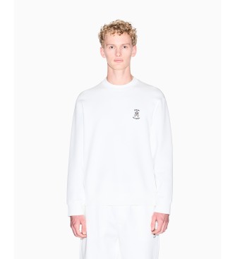 A|X Armani Exchange Sudadera de cuello redondo blanco roto