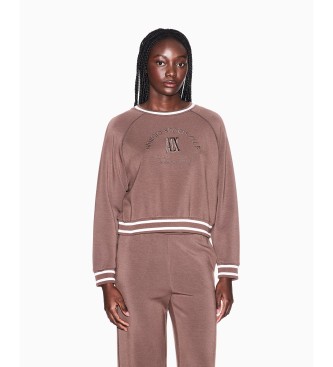 A|X Armani Exchange para mujer. XW002072AF10804U6136 Sudadera Corte Raglán marrón (XS), Casual, Elastano, Manga larga
