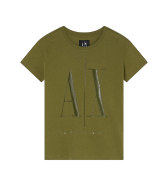 A|X Armani Exchange para mujer. 8NYTCXYJG3ZU7043 Camiseta Casual verde (S), Algodón, Manga corta
