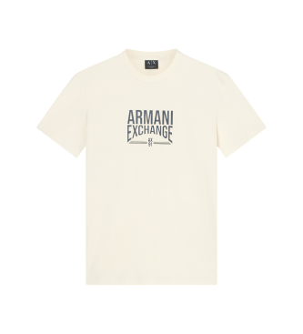 A|X Armani Exchange para hombre. XM002452AF10334U1074 Camiseta Slim Cream blanco (XXL), Casual, Algodón, Manga corta