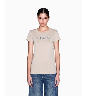 A|X Armani Exchange para mujer. XW002106AF10356U6223 Camiseta slim fit beige (XS), Casual, Algodón, Manga corta
