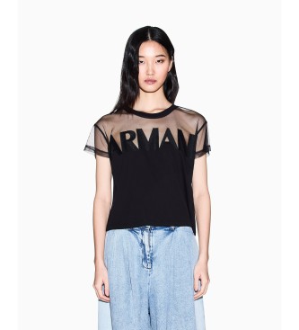 A|X Armani Exchange para mujer. XW002332AF10356UC001 Camiseta T-Shirt negro (L), Casual, Algodón, Manga corta