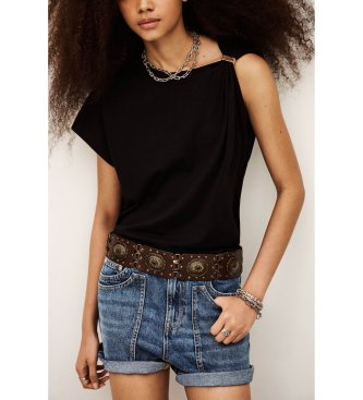 BA&SH para mujer. 1E26ALLI Camiseta Allia negro (36), Casual, Manga corta, Algodón Orgánico, Sostenible