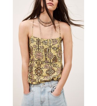 BA&SH para mujer. 1E26PAME Top Pamela amarillo (36), Casual, Viscosa, Sin mangas / Tirantes