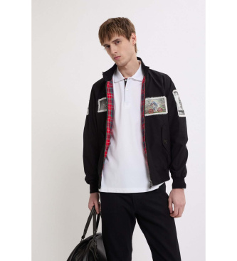 Baracuta para hombre. BRCPS1183BCNY1 Chaqueta Gavin Watson Patches negro (44UK=XL), Casual, Poliéster