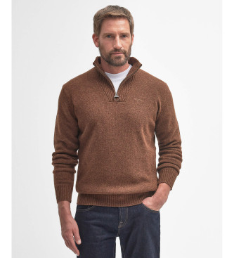 Barbour para hombre. MKN0339 Jersey Essential Zip marrón (XL), Casual, Lana