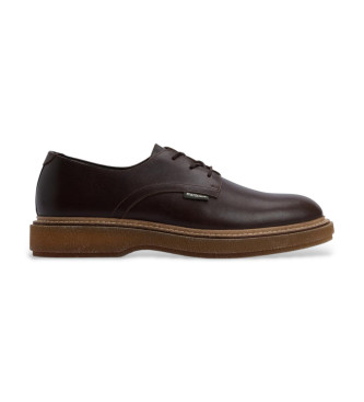 Barbour para hombre. MFO0819 Zapatos de Piel Harefield Derby marrón (41), Plano, Cordones, Casual