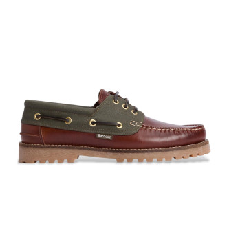 Barbour para hombre. MFO0795 Náuticos de Piel Deck Boat marrón, verde (42), Plano, Cordones, Casual